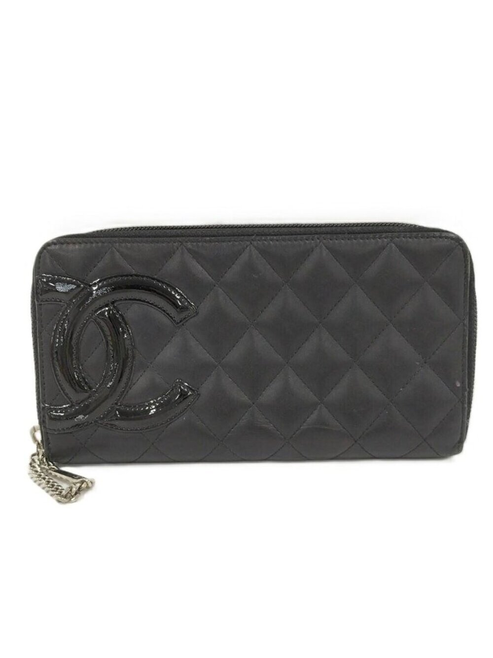 Chanel Cambon Line Zip Around Wallet Leather Black